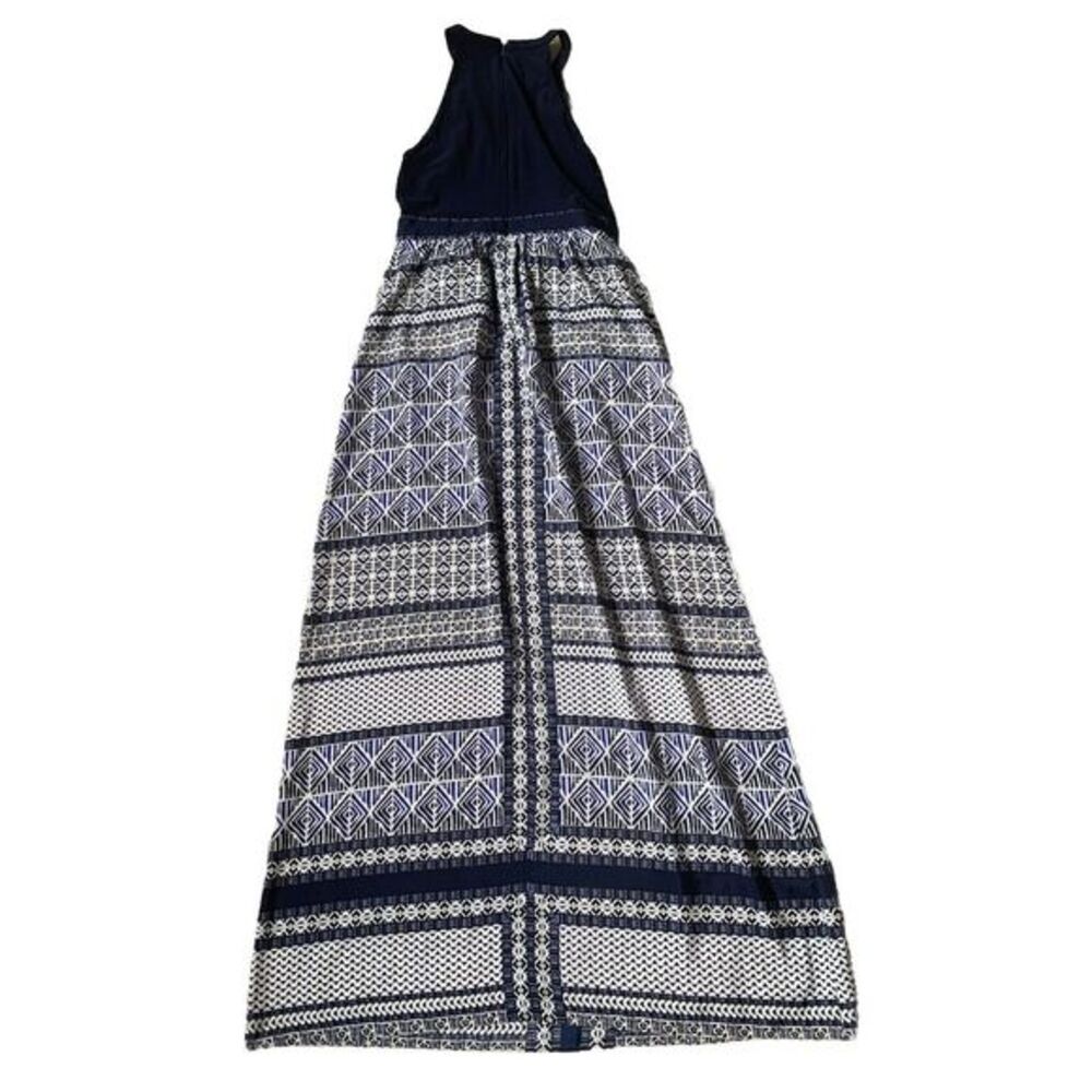 Vince Camuto Women's Blue And White Halter Maxi Sleeveless Dress Size 4 Classy - Picture 2 of 5
